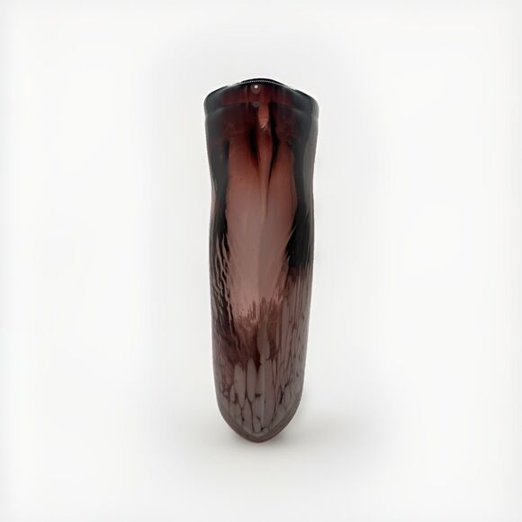 Vtg Creative Art Glass Vase Plum And White Design Hand Blown Thick & Heavy - Picture 3 of 5